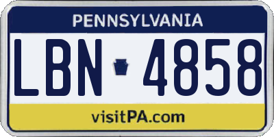 PA license plate LBN4858