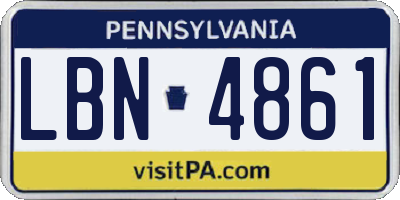 PA license plate LBN4861