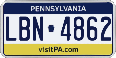 PA license plate LBN4862