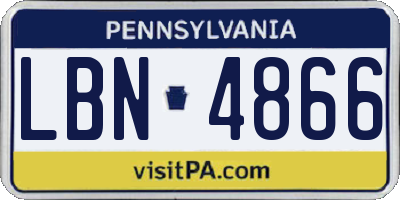 PA license plate LBN4866