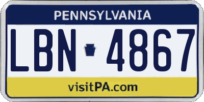 PA license plate LBN4867