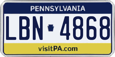 PA license plate LBN4868
