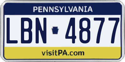 PA license plate LBN4877