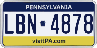 PA license plate LBN4878