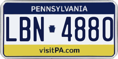 PA license plate LBN4880
