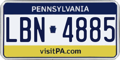 PA license plate LBN4885