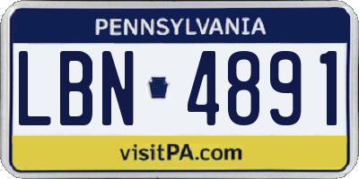 PA license plate LBN4891