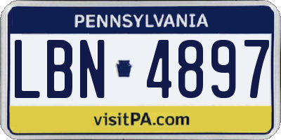 PA license plate LBN4897