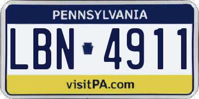 PA license plate LBN4911