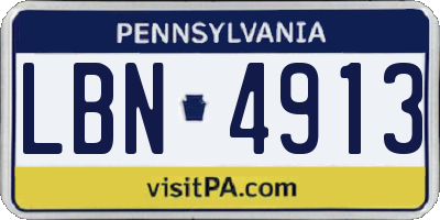PA license plate LBN4913
