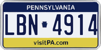 PA license plate LBN4914