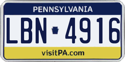 PA license plate LBN4916