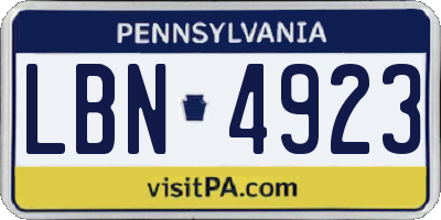 PA license plate LBN4923