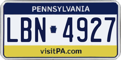 PA license plate LBN4927