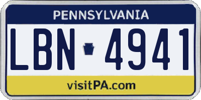 PA license plate LBN4941