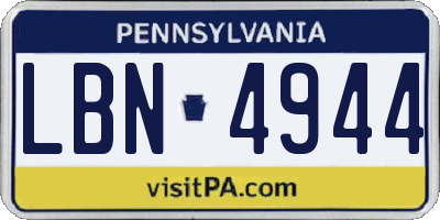 PA license plate LBN4944