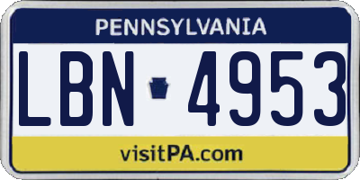 PA license plate LBN4953