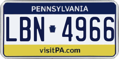 PA license plate LBN4966