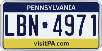 PA license plate LBN4971