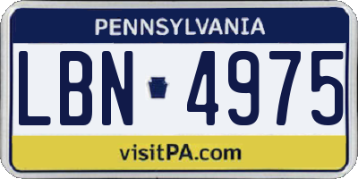 PA license plate LBN4975