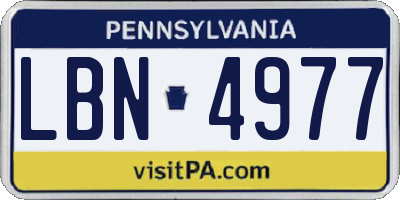 PA license plate LBN4977