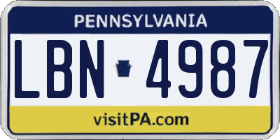 PA license plate LBN4987