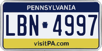 PA license plate LBN4997