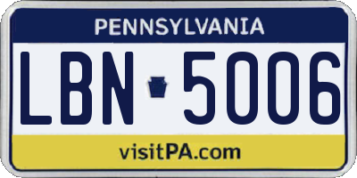 PA license plate LBN5006