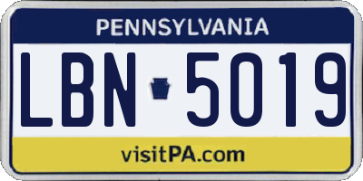 PA license plate LBN5019