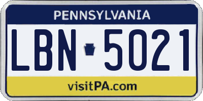 PA license plate LBN5021