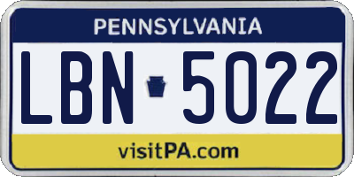 PA license plate LBN5022