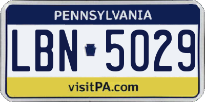 PA license plate LBN5029