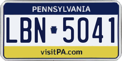 PA license plate LBN5041