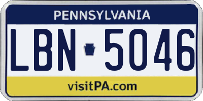 PA license plate LBN5046