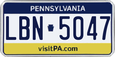 PA license plate LBN5047