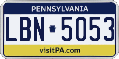 PA license plate LBN5053