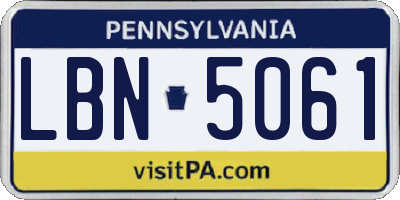 PA license plate LBN5061