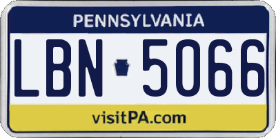 PA license plate LBN5066