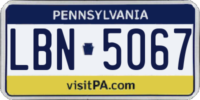 PA license plate LBN5067