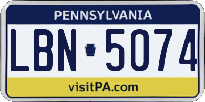 PA license plate LBN5074