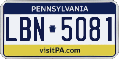 PA license plate LBN5081
