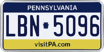 PA license plate LBN5096