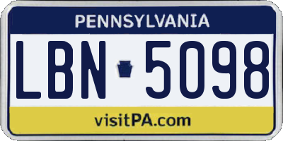 PA license plate LBN5098