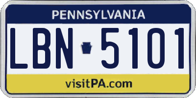 PA license plate LBN5101