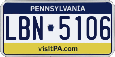 PA license plate LBN5106