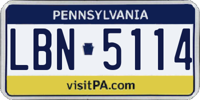 PA license plate LBN5114