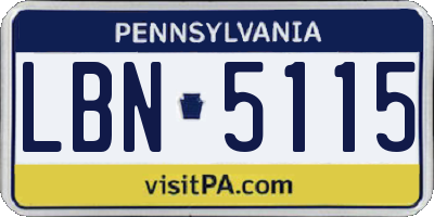 PA license plate LBN5115