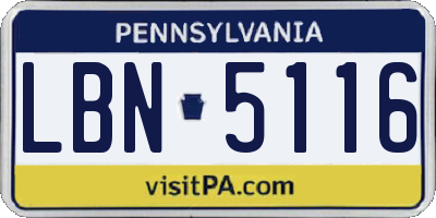 PA license plate LBN5116