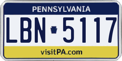 PA license plate LBN5117