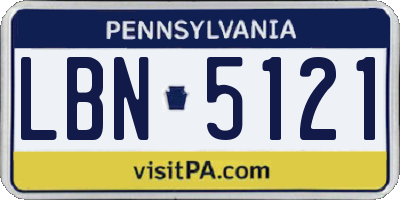 PA license plate LBN5121